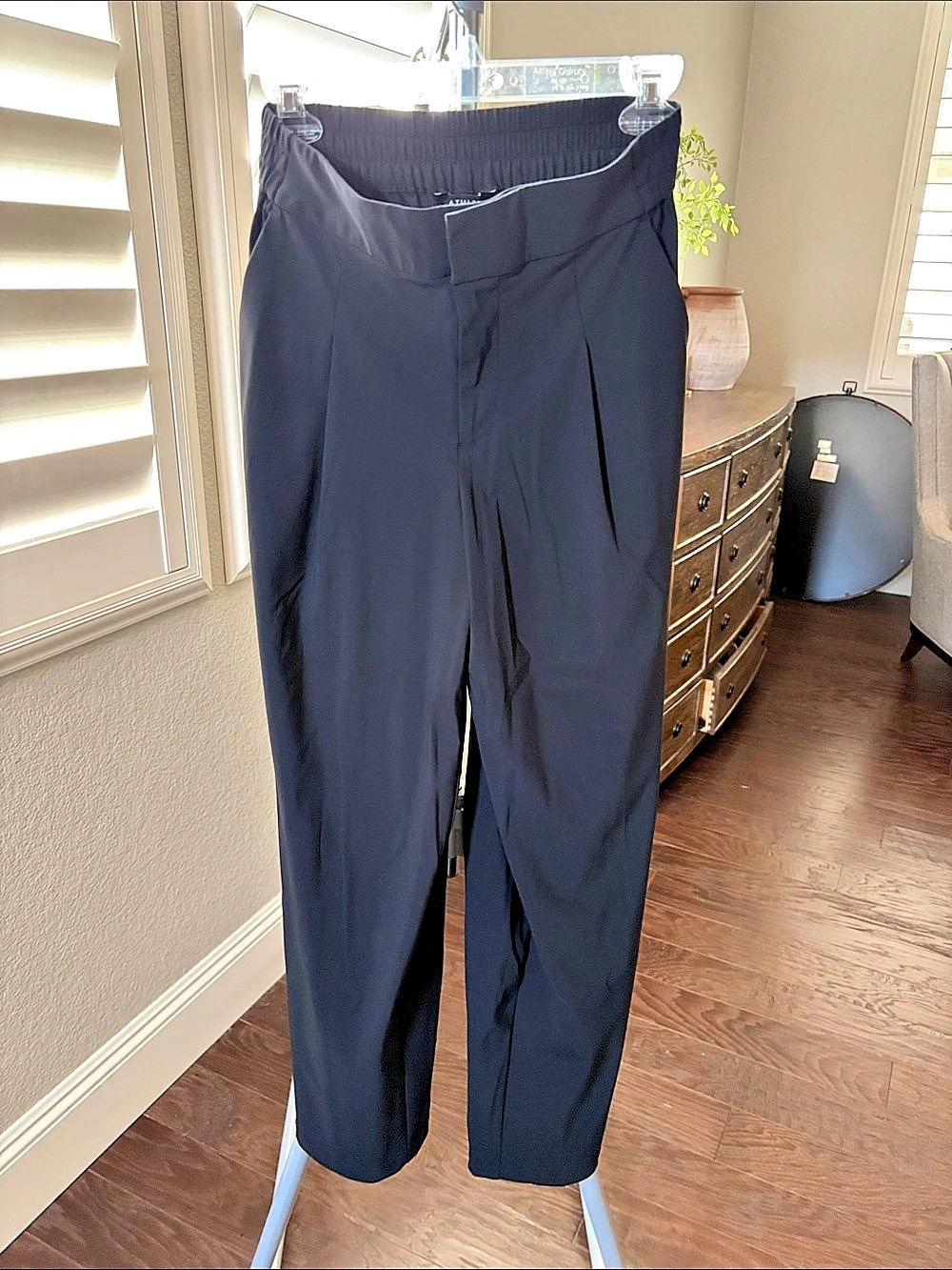 Athleta Pinnacle High Rise Trouser Wide Leg Nylon Trousers in Black Size Small